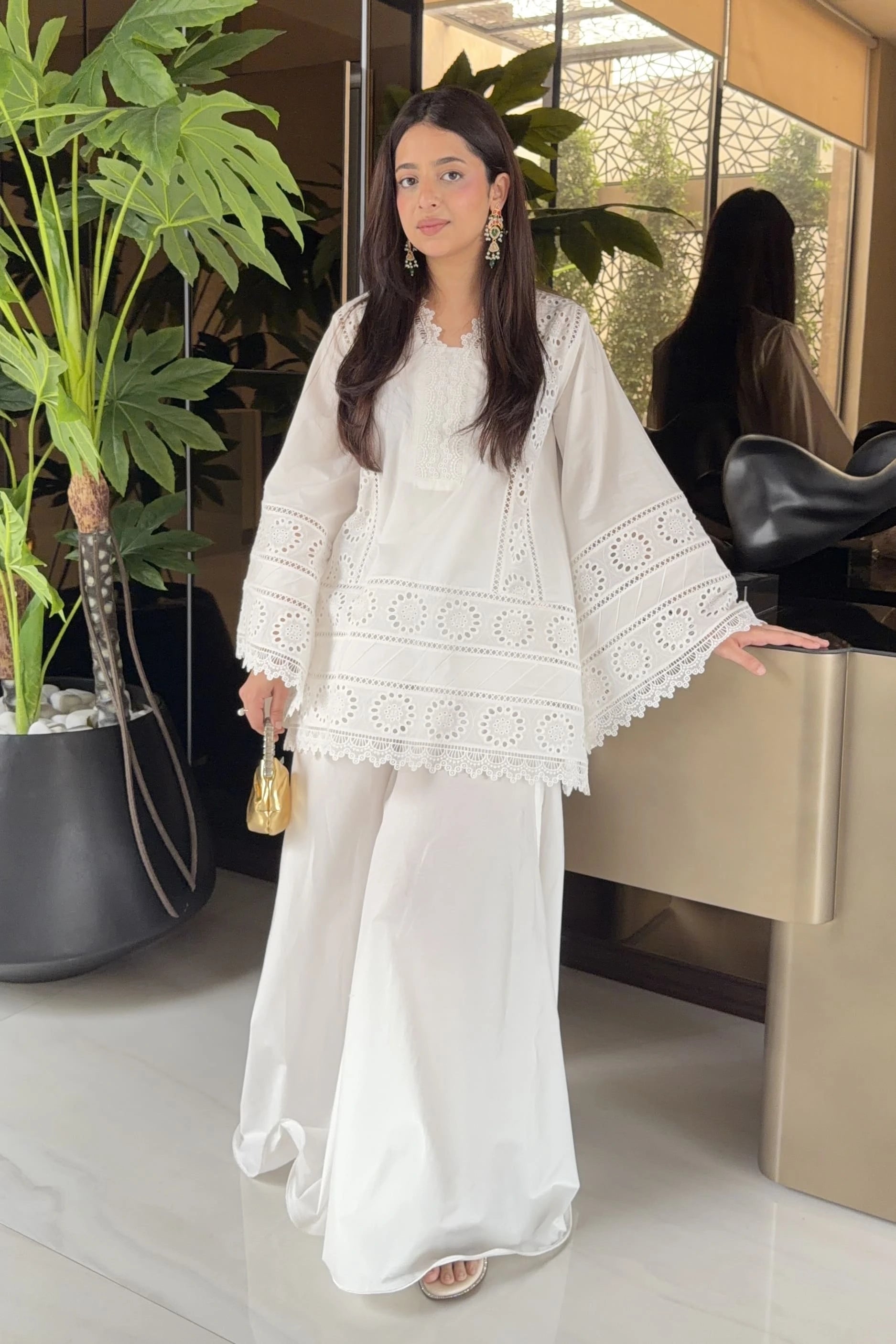 PRISTINE WHITE CHIKANKARI 2-PC SET