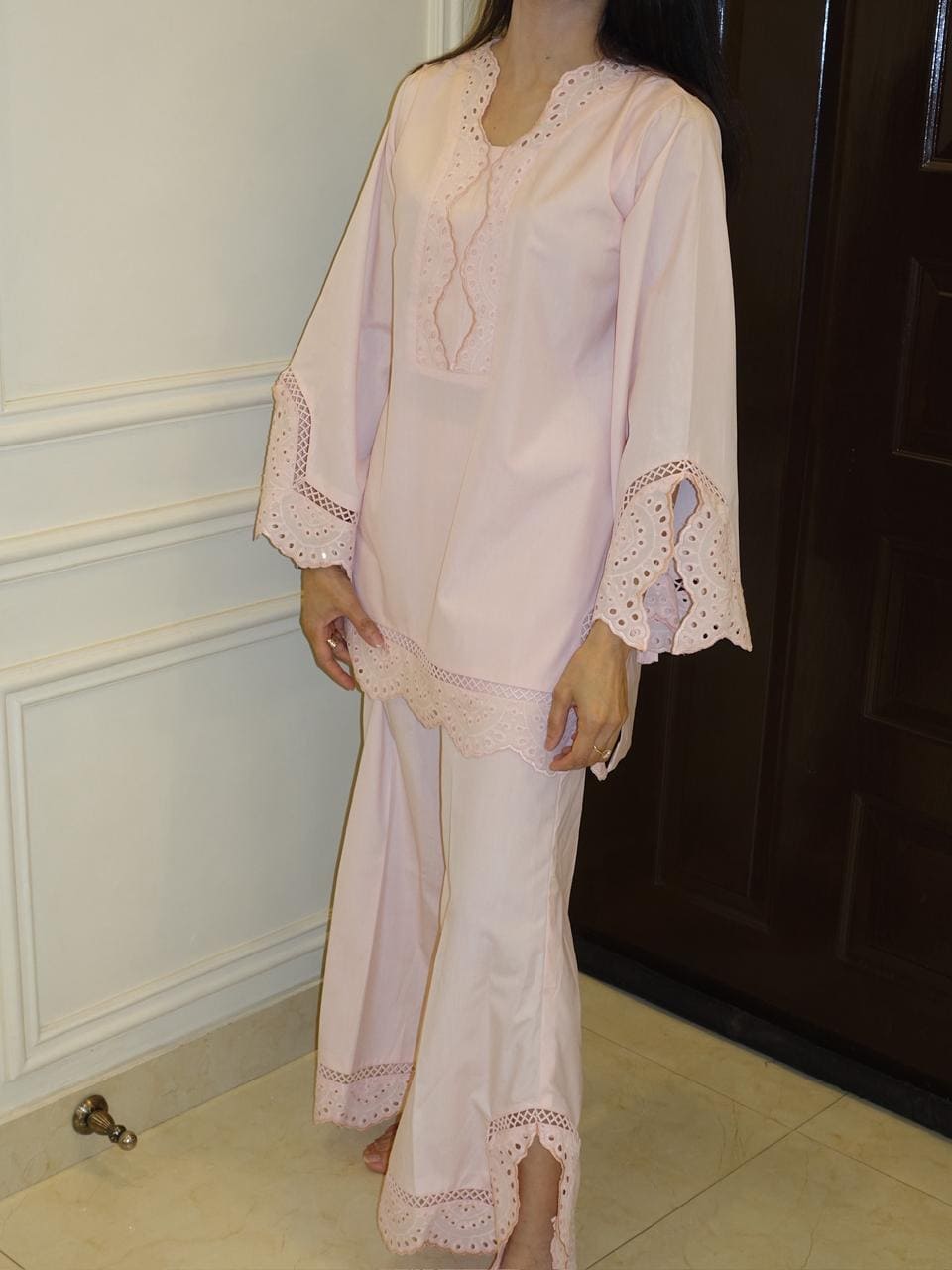 POWDER PINK CHIKANKARI 2-PC SET