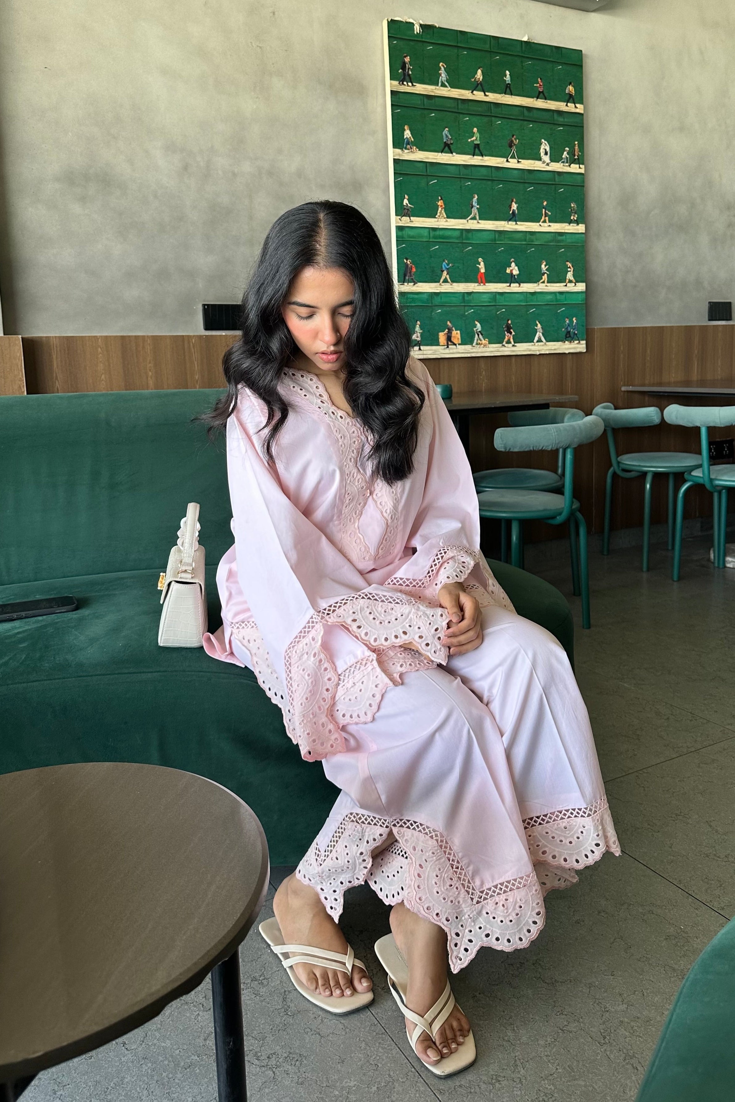 POWDER PINK CHIKANKARI 2-PC SET