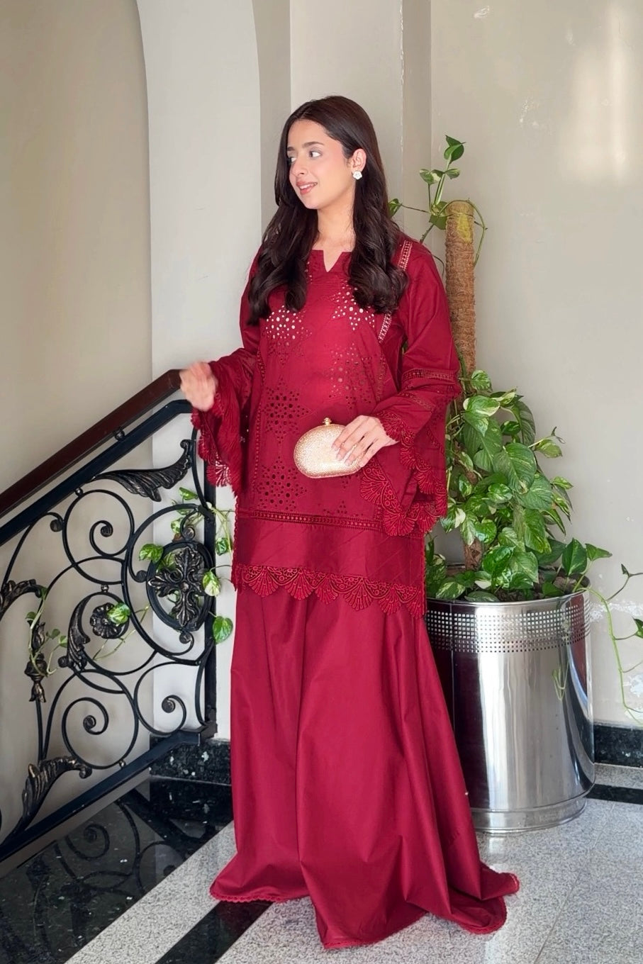 MAROON CHIKANKARI 2-PC SET