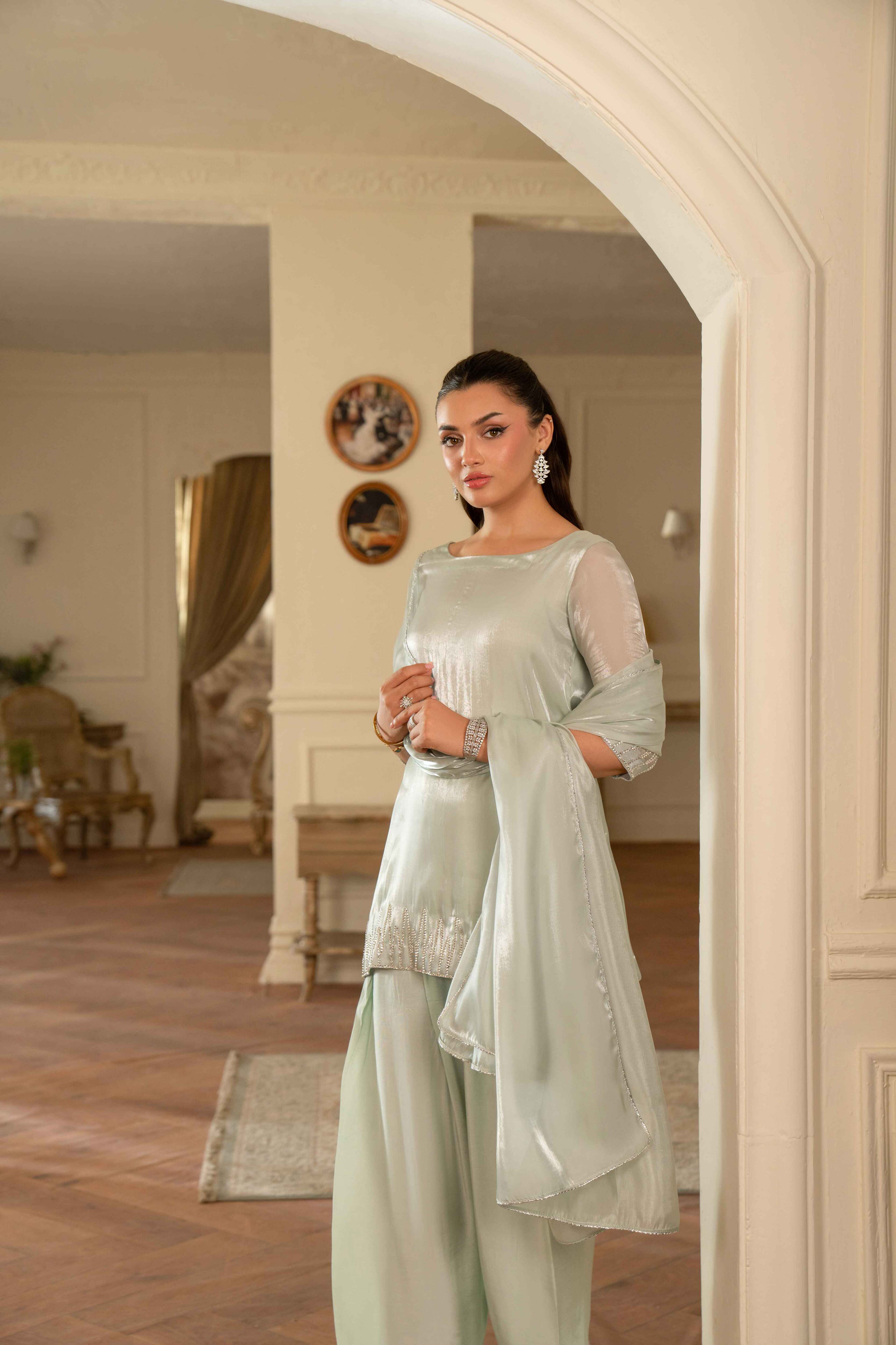 MINT GREEN HAND-EMBELLISHED SET