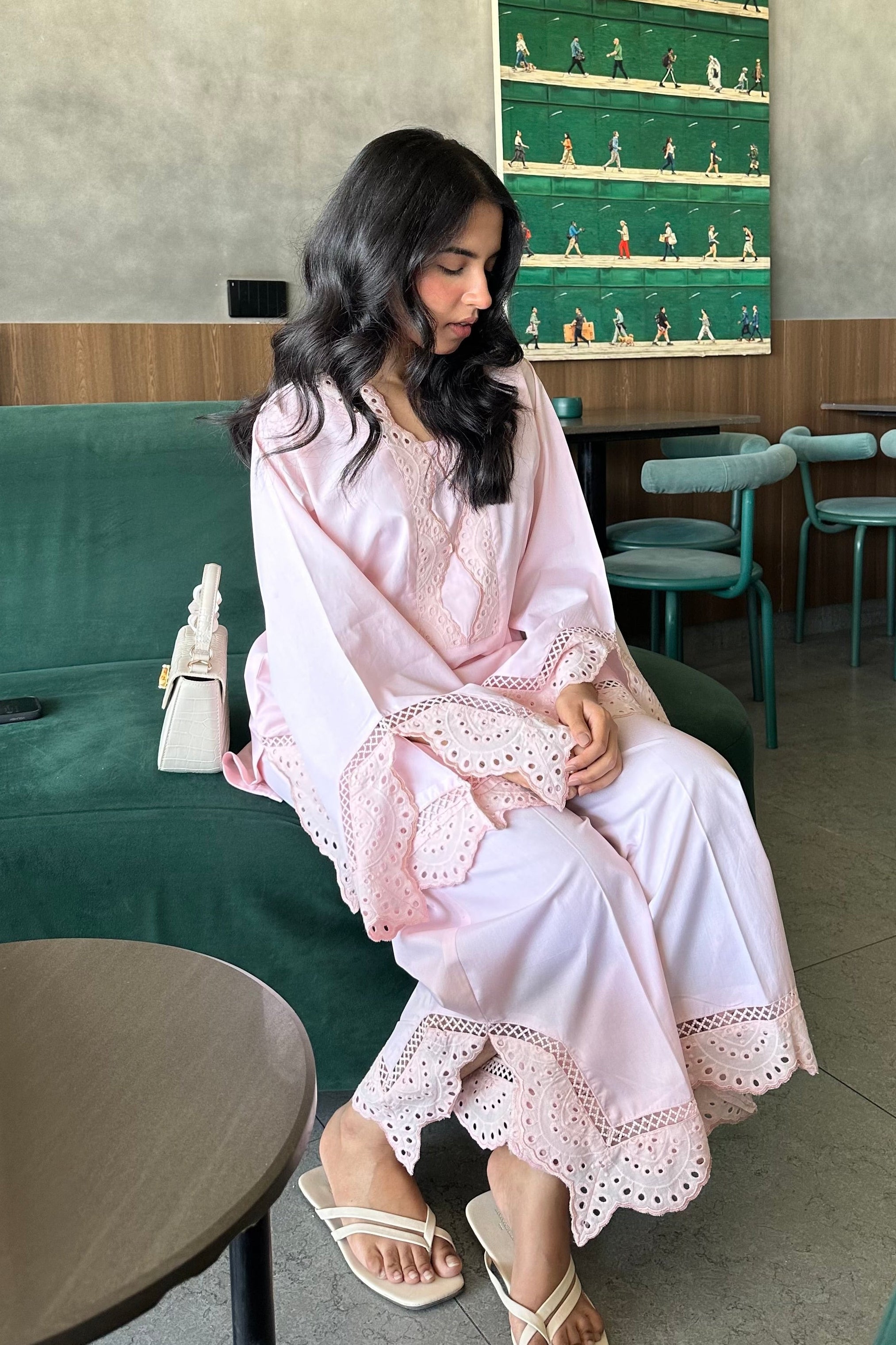 POWDER PINK CHIKANKARI 2-PC SET