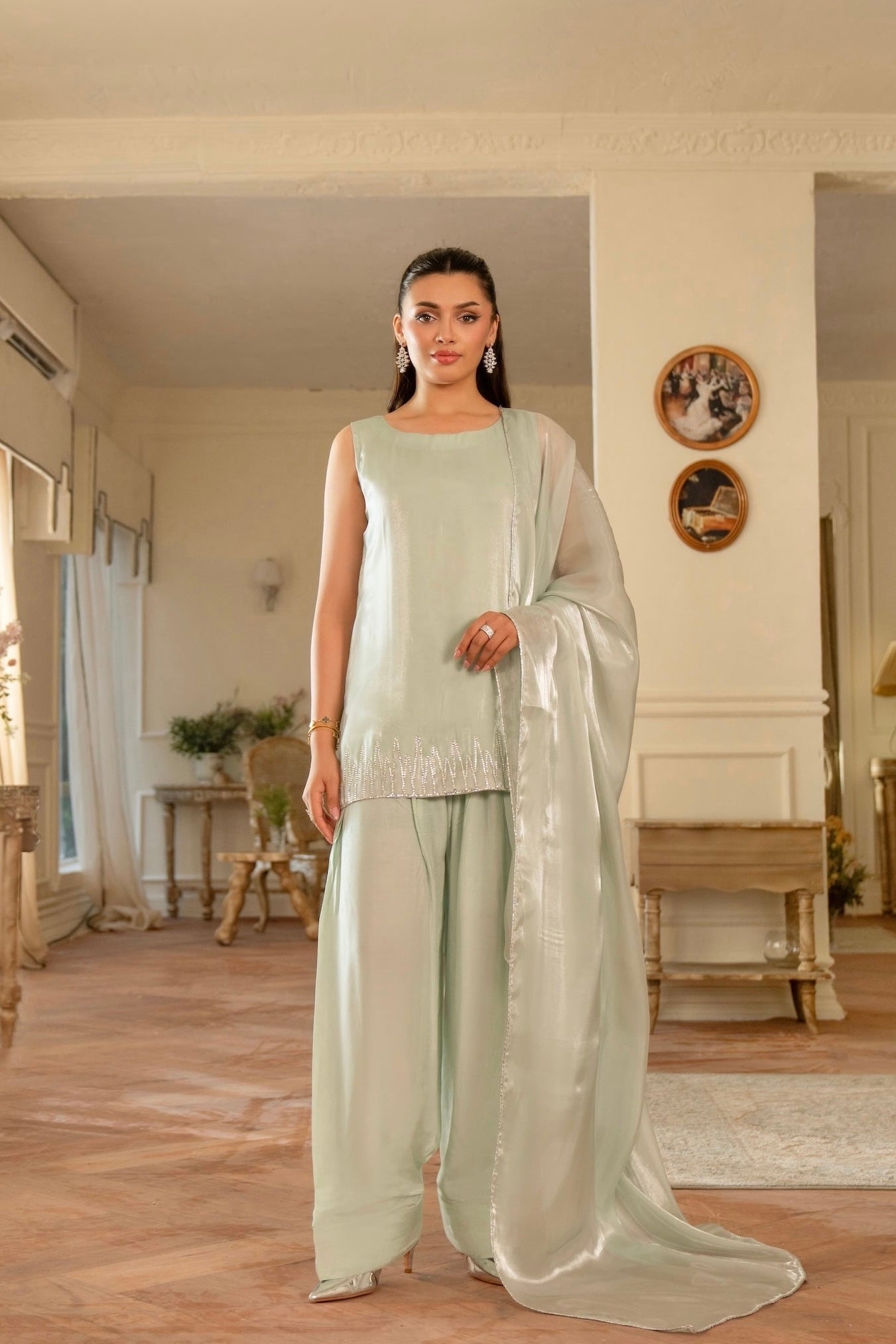 MINT GREEN HAND-EMBELLISHED SET