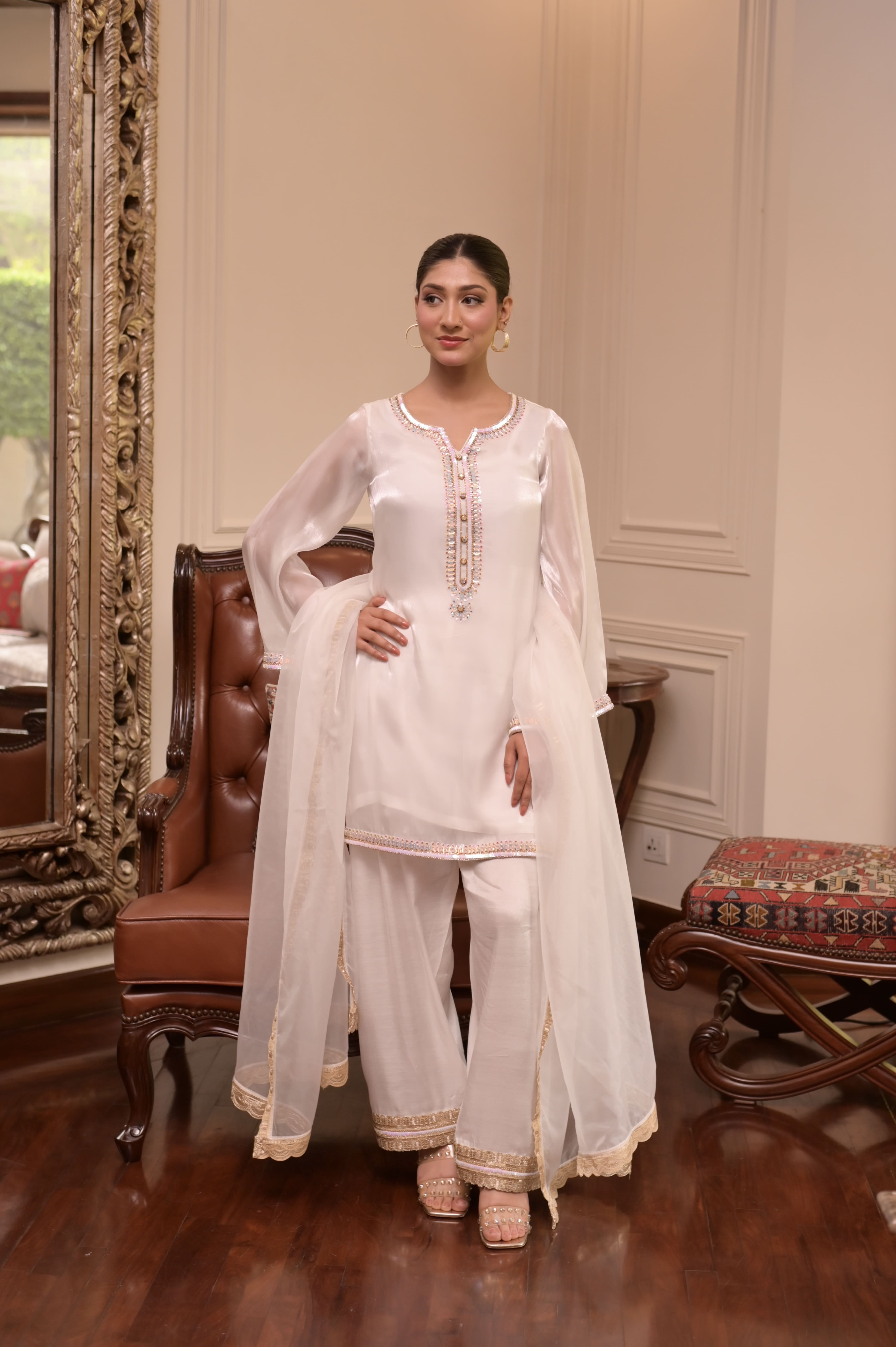 CELESTIAL SWAN HANDWORKED 3-PC ENSEMBLE